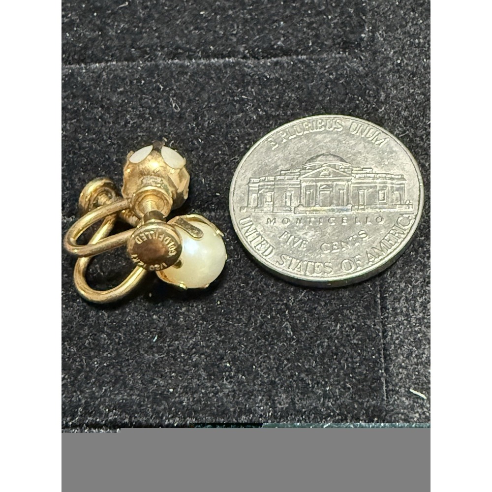 Vintage 12 Karat Gold Filled Cultured Pearl Screw Back Earrings - Picture 6 of 6